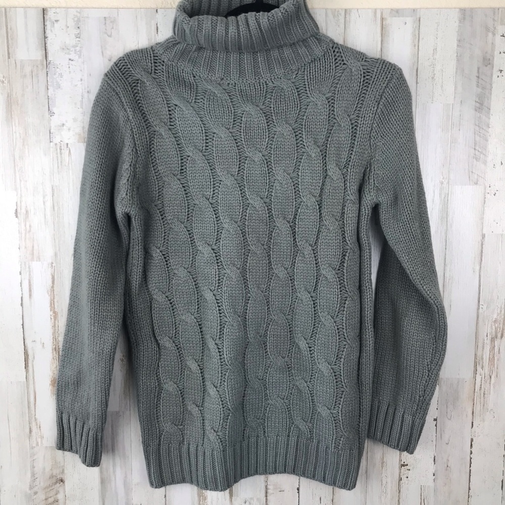 TheLees Grey Turtle Neck Cable Knit Sweater Size M